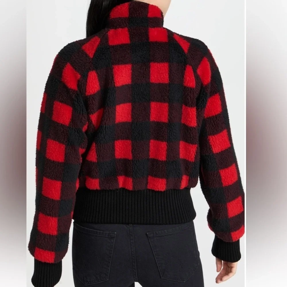 Mother denim the funnel neck bomber jacket buffalo plaid M - Picture 3 of 16